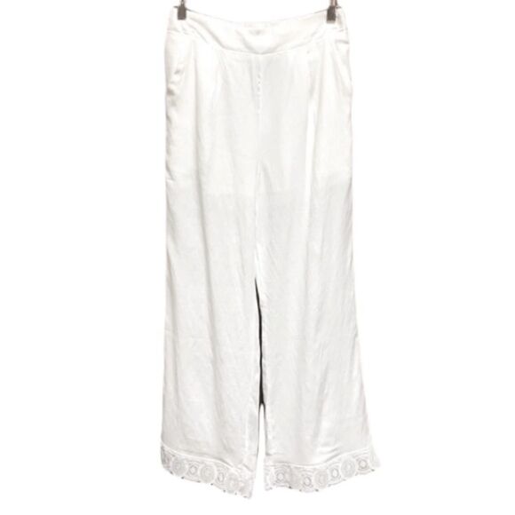 Molly Bracken White Wide Leg Trouser Pants - Picture 1 of 8